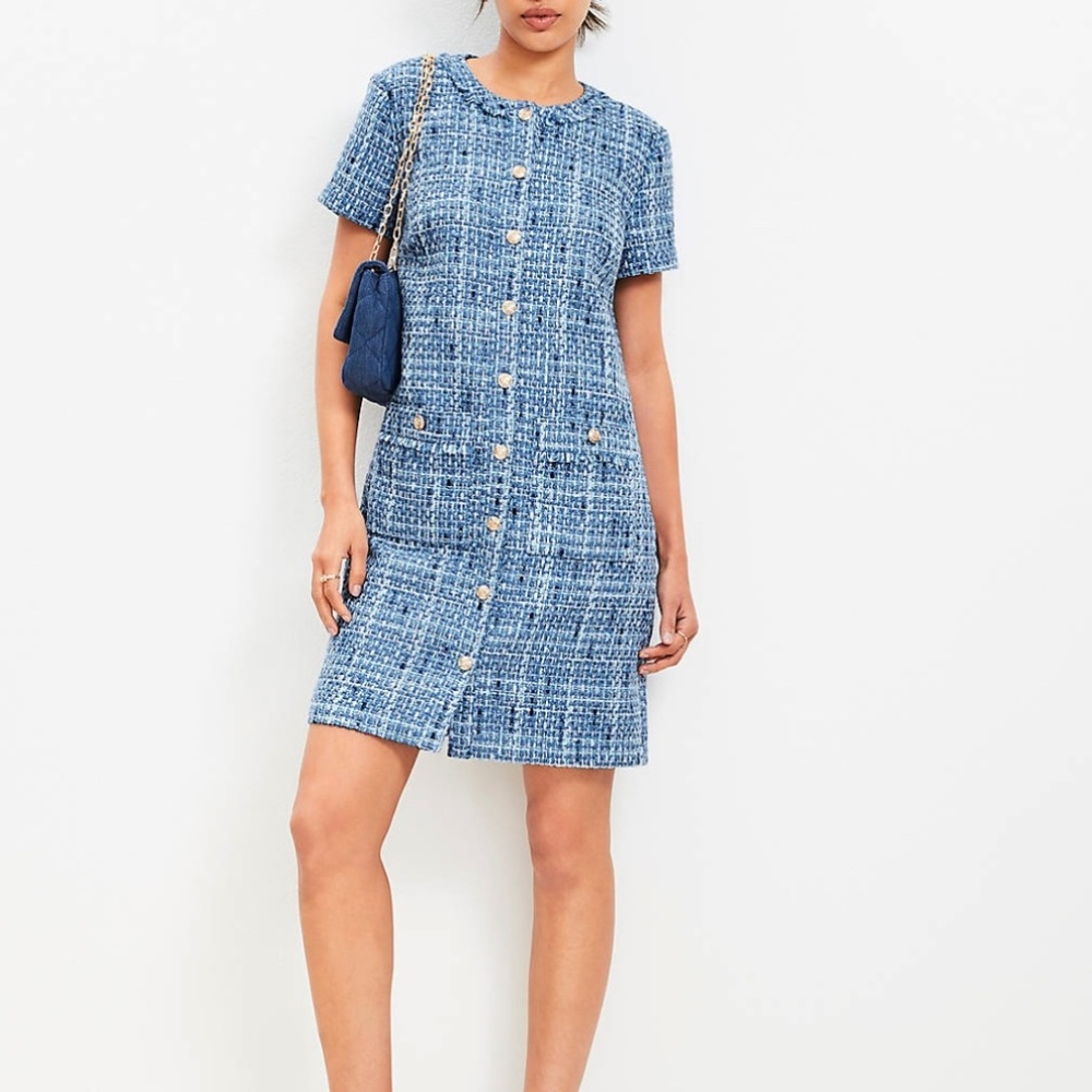 LOFT Tweed Mini Pocket Dress